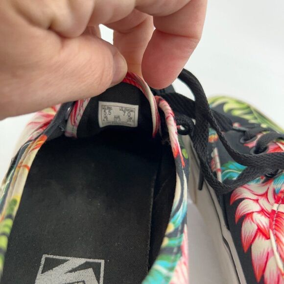 VANS Atwood Shoes Womens 7 Canvas Hawaiian Tropical Floral Black Multi Sneakers - Picture 14 of 15